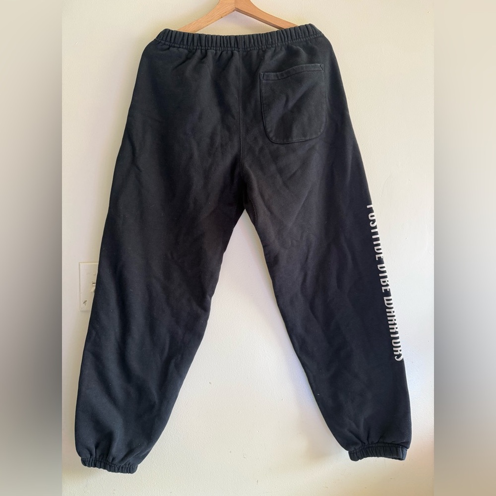 Black Jogger Sweatpants with White Logo - Unbranded Comfort Fit - Picture 3 of 3